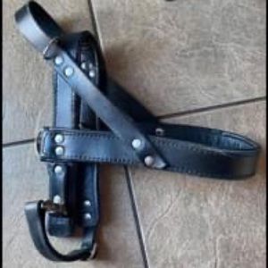 Black Leather Dog Harness (23-30” girth)